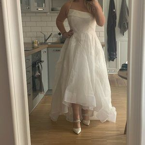 Bariano full maxi dress with organza bust detail in white